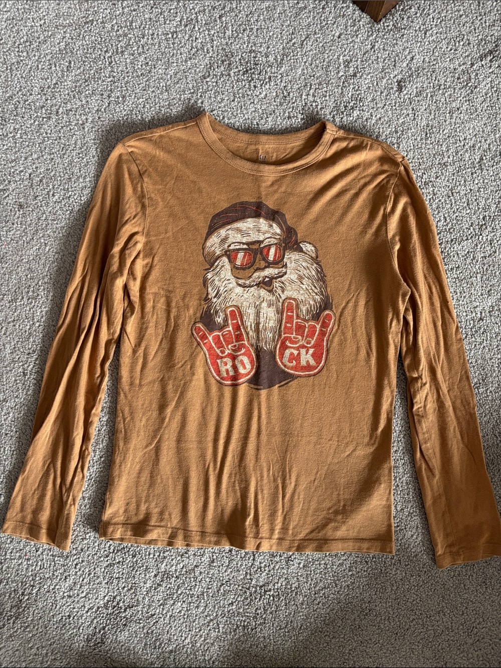 Gap Kids' Rust Orange Santa 'Rock' Graphic Long-Sleeve Tee